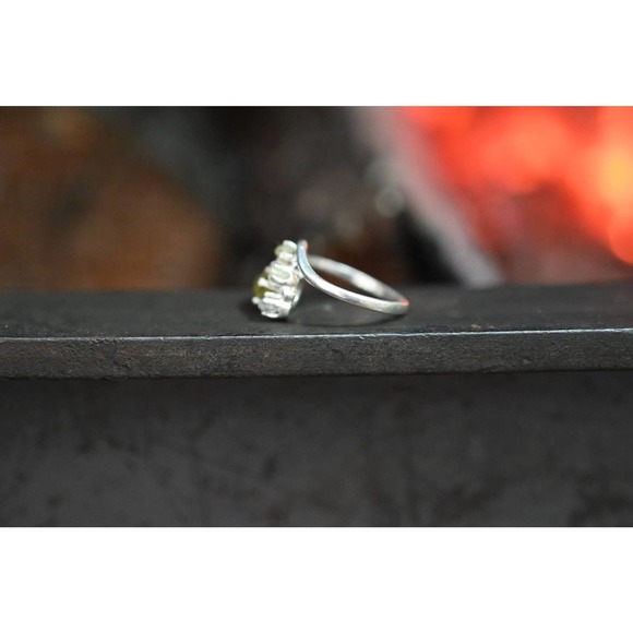 Raw Peridot and Diamond Engagement Ring, Raw Diamond Ring, Size 5 Engage… - Picture 7 of 9